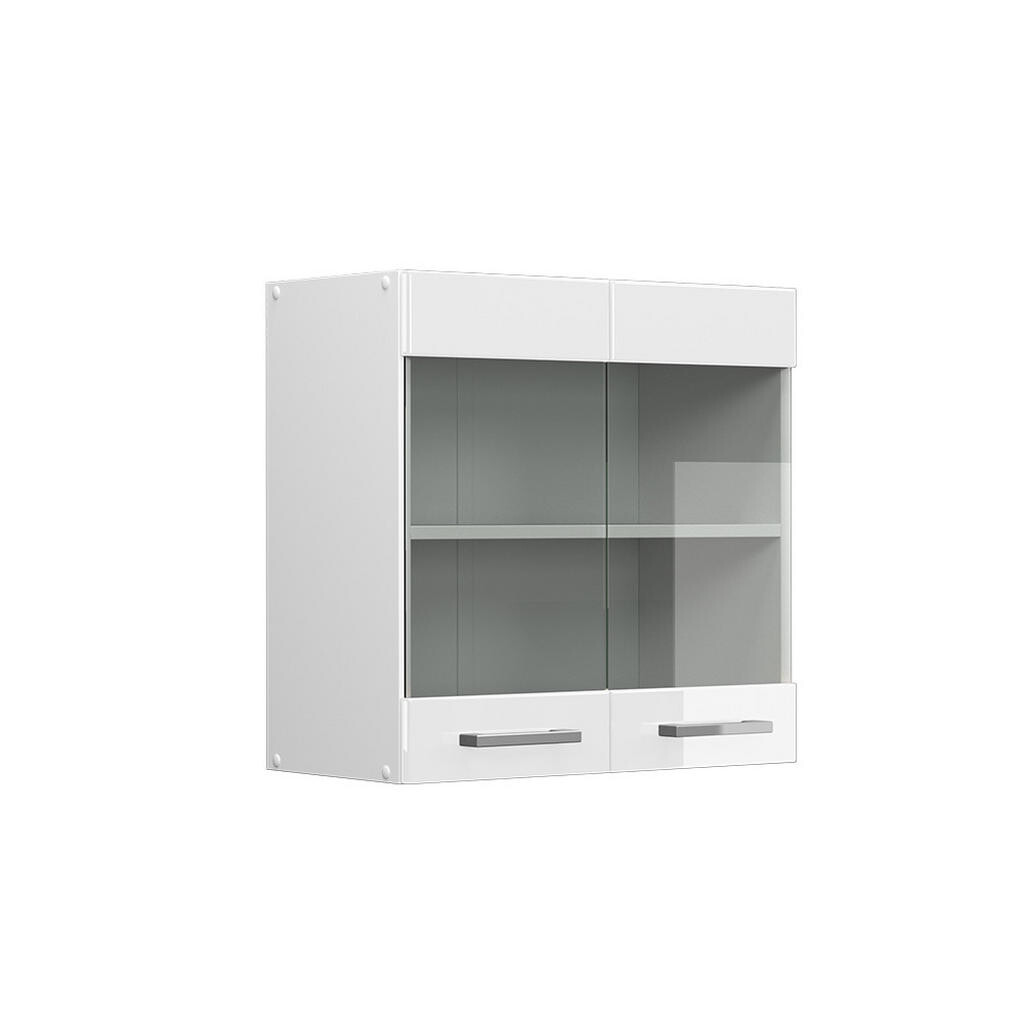 Vicco UNIVERZÁLNÍ NÁSTĚNNÁ SKŘÍŇKA R-Line Bílá vysoký lesk 60 cm se skleněnými dvířky