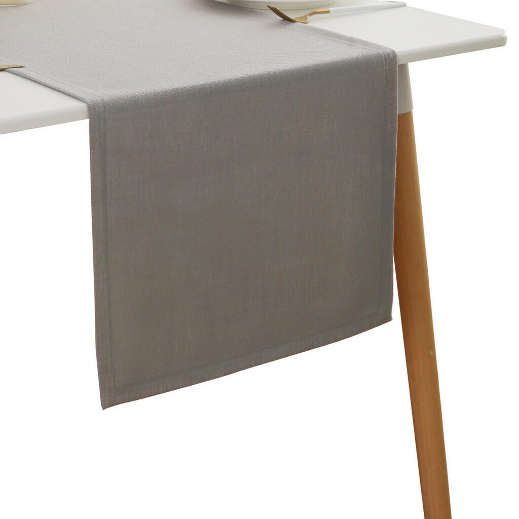 SHOPENTRA BĚHOUN na stůl, světle šedý, 40 x 180 cm, imitace lnu, vodoodpudivý a pratelný, dlouhá dekorace na jídelní stůl