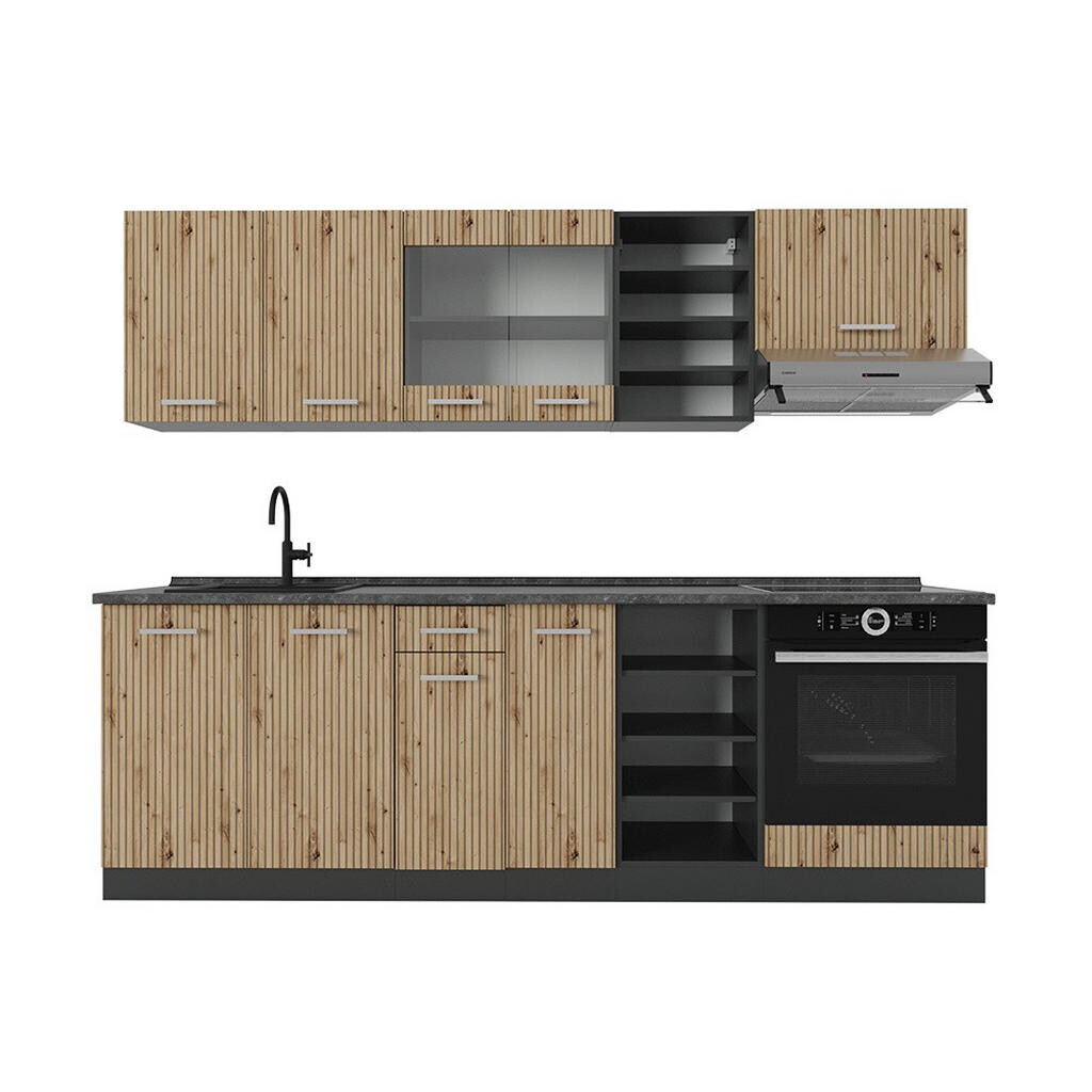 Vicco KUCHYŇSKÝ KOUT R-Line Dub Artisan/antracit 240 cm , PD Antracit