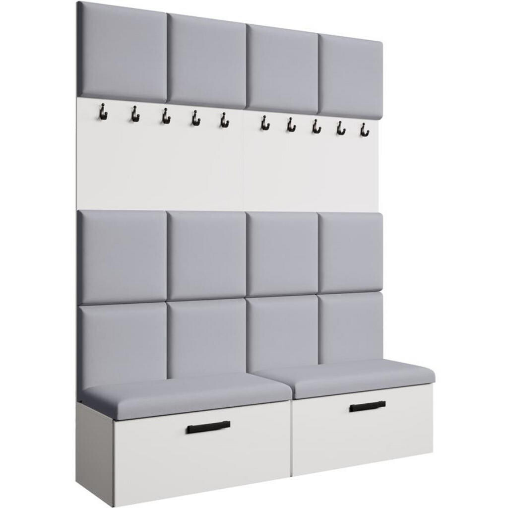 Beautysofa PŘEDSÍŇOVÁ sestava Margaret I+I 162/203/43 s čalouněnými panely a botníkem, bílá