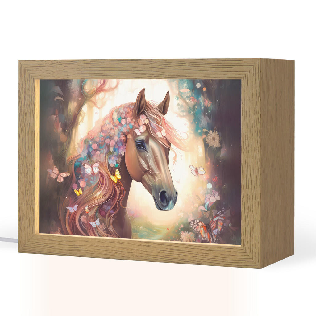 OnlyWow NOČNÍ LAMPIČKA Kůň - Příroda - Květiny - Motýli - Les 20x15 cm