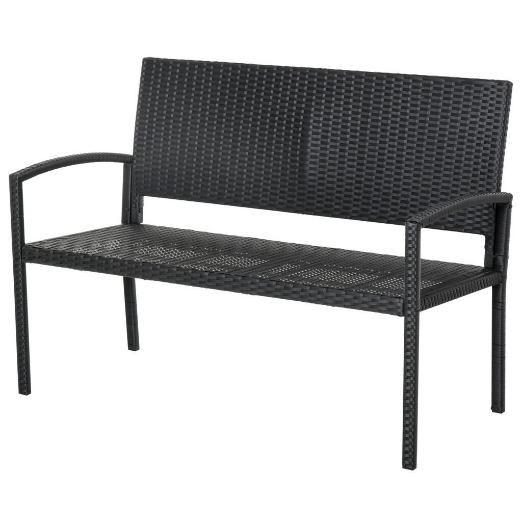 Outsunny ZAHRADNÍ LAVIČKA pro 2 osoby, nosnost až 240 kg, černá, 122 x 60 x 85 cm