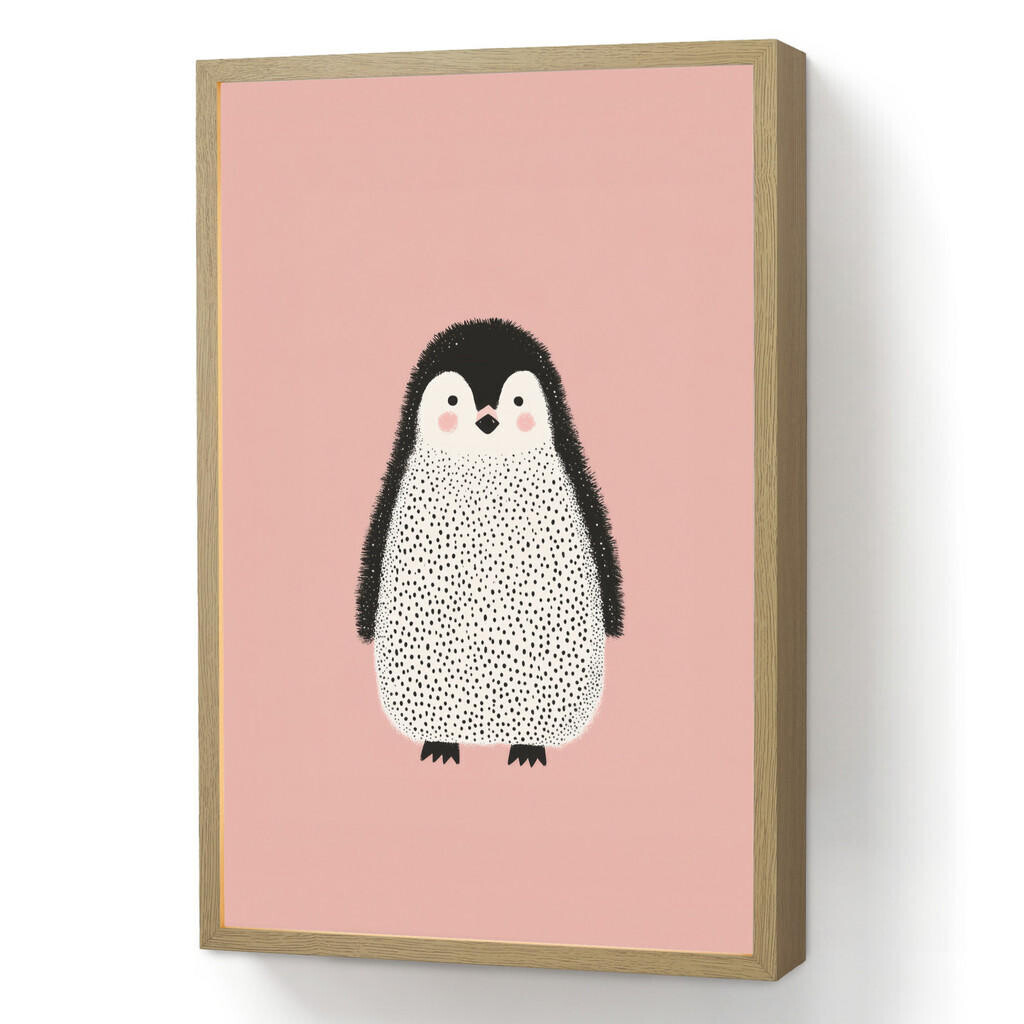 OnlyWow NÁSTĚNNÁ LAMPA S AKUMULÁTOREM Tučňák - Tečky - Minimalistický - Růžový 40x60 cm