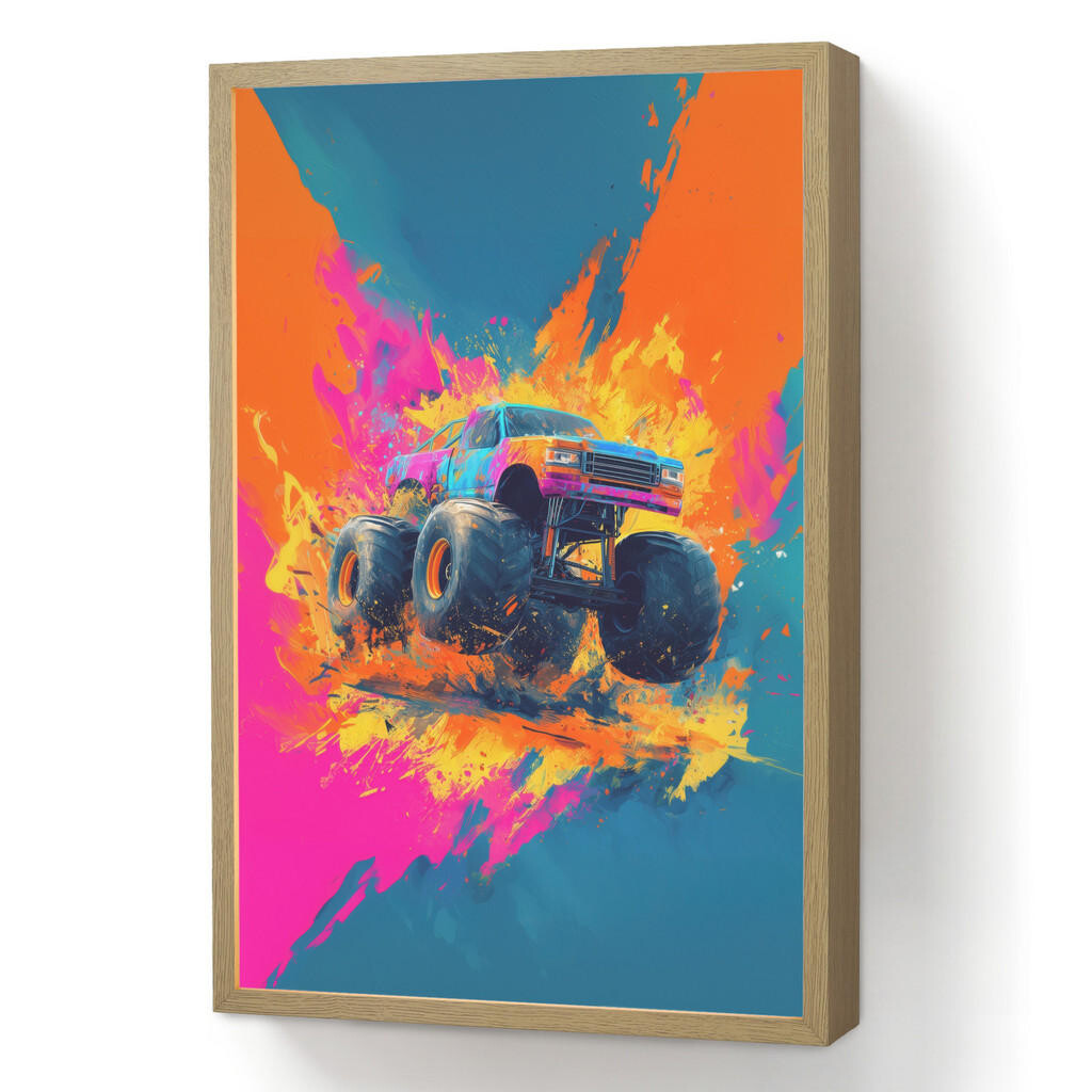 OnlyWow DOBÍJECÍ NOČNÍ LAMPIČKA Monster truck - Abstraktní - Stříkající barva - Barevné 40x60 cm