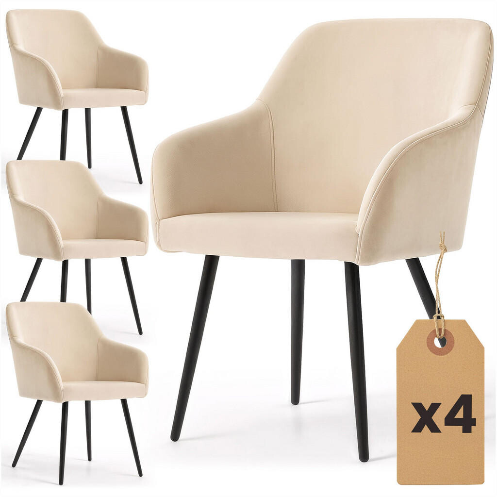 RAUMHIRSCH FURNITURE ČALOUNĚNÁ ŽIDLE, sada 4 ks, kovové nohy, béžová, černá 54,5/83/58