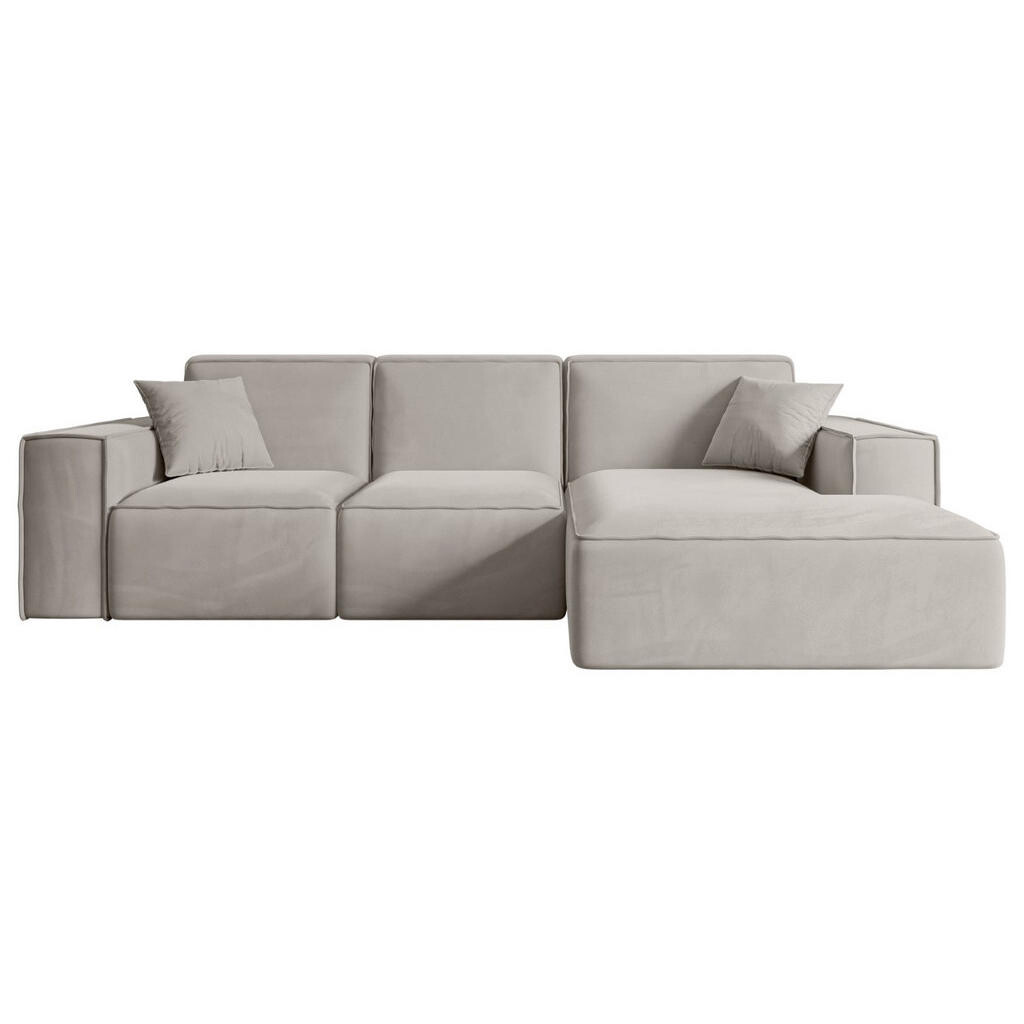 ALTDECOR ROHOVÁ SEDACÍ SOUPRAVA s otomanem vpravo SERRA-L – 266 × 169 × 80 cm, světle hnědý velur