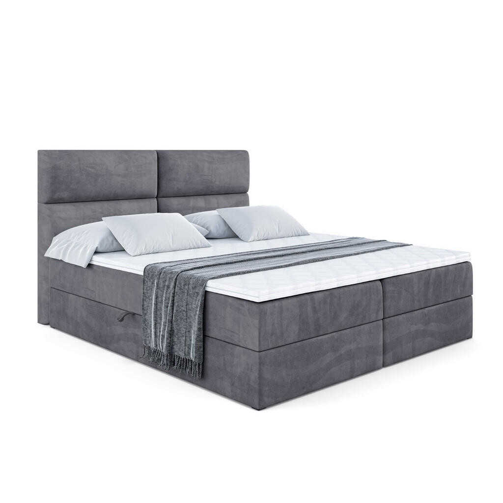 ALTDECOR AMERICKÁ postel s matrací H3 a lamelovým roštem – BOXI3 – 160 × 200 cm, tmavě šedá