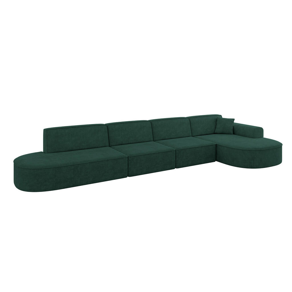 ALTDECOR ROHOVÁ SEDACÍ SOUPRAVA s otomanem vpravo MARI-L3 – 413 × 171 × 79 cm, zelený velur