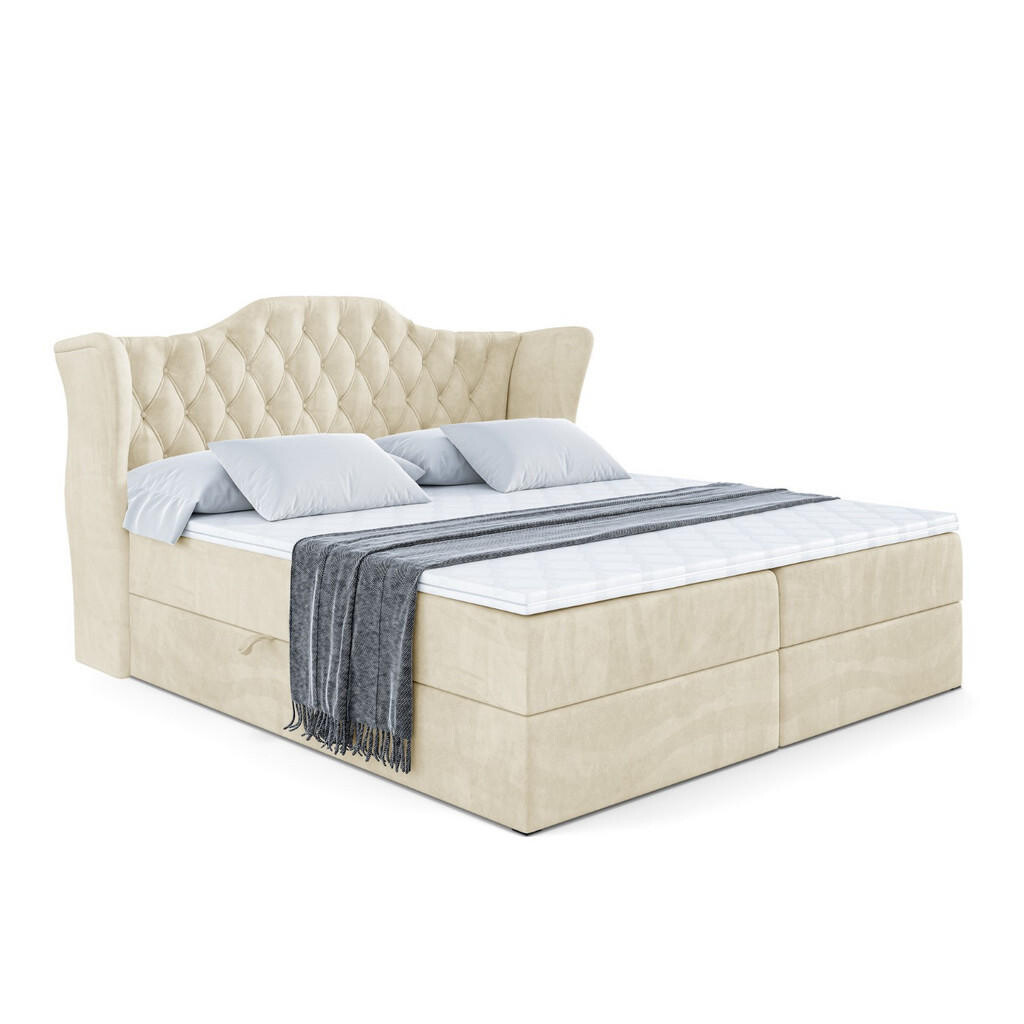 ALTDECOR AMERICKÁ postel s matrací H4 a roštem – VILA – 120 × 200 cm – H4 – béžová
