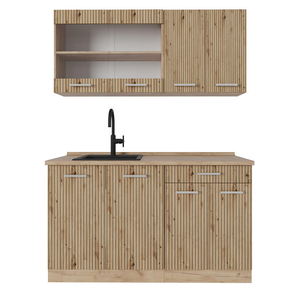 Vicco JEDNOTKOVÁ KUCHYNĚ R-Line Dub Artisan / dub Goldkraft 140 cm bez pracovní desky