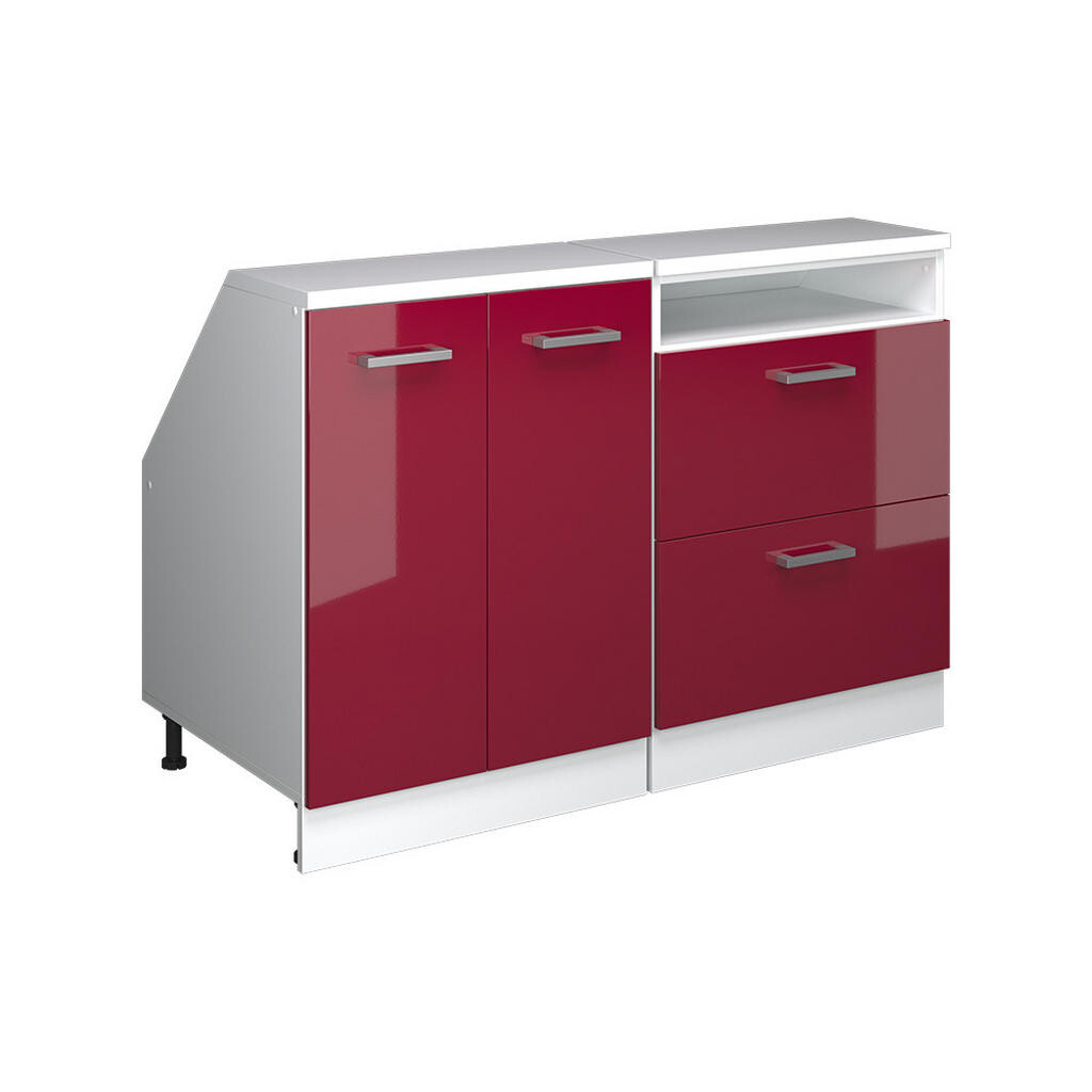 Vicco KUCHYŇSKÁ SKŘÍŇKA POD ŠIKMOU STŘECHU R-Line Červená vysoký lesk 120 cm Sada 2 korpusů skříně hloubka 60 cm