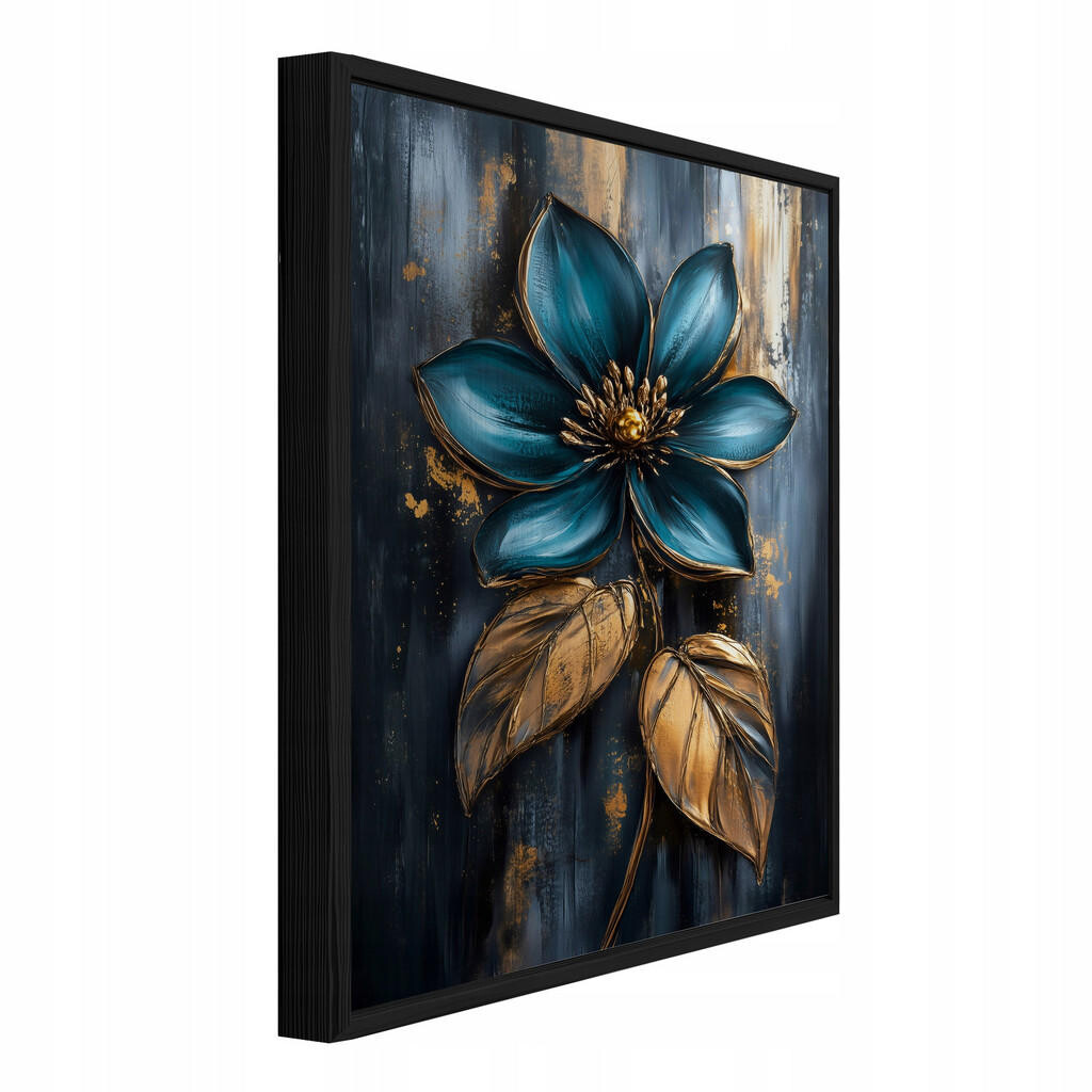 Wallarena ZARÁMOVANÉ obrazy abstraktní květiny modré 100x150 cm
