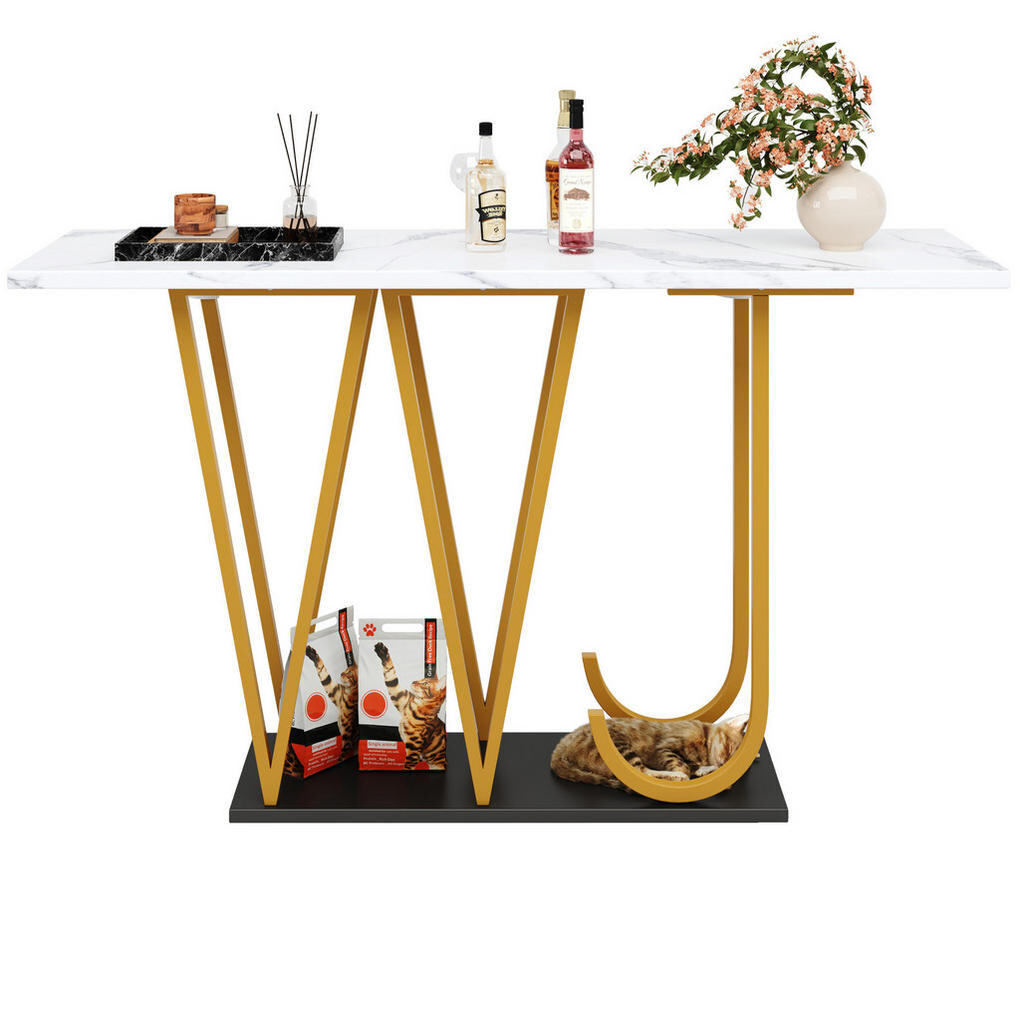 OKWISH KONFERENČNÍ stůl 120/29,5/80 cm bílý z MDF a kovu s úložným prostorem