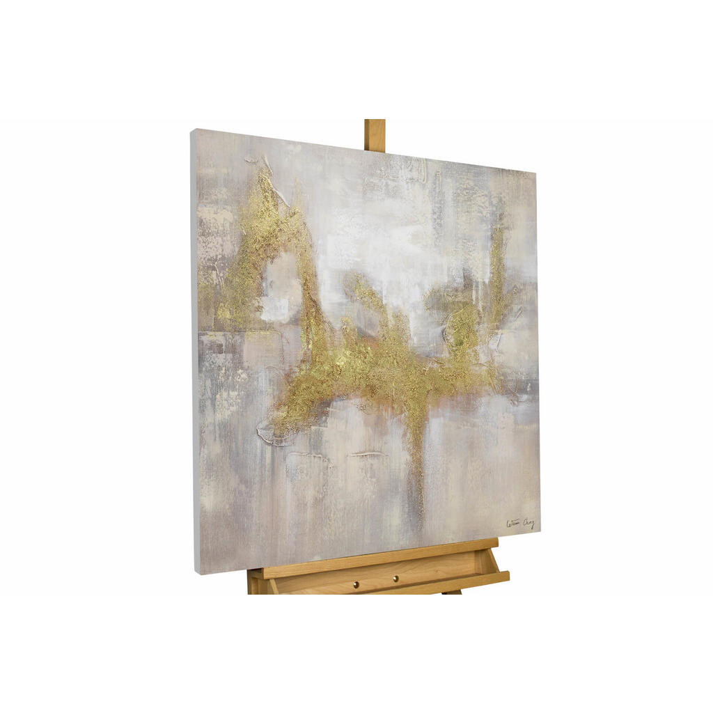 KUNSTLOFT RUČNĚ MALOVANÝ AKRYLOVÝ OBRAZ ŠEDÝ/ZLATÝ, 80/80 CM