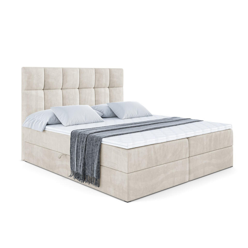 ALTDECOR AMERICKÁ postel s matrací H3 a roštem – RICAR – 140 x 200, ecru