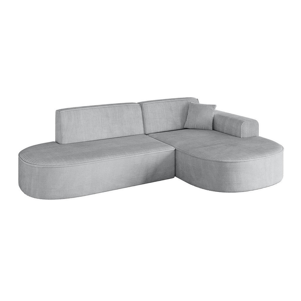 ALTDECOR ROHOVÁ SEDACÍ SOUPRAVA s otomanem vpravo MARI-L1 – 243 × 171 × 79 cm, šedá látka manšestr