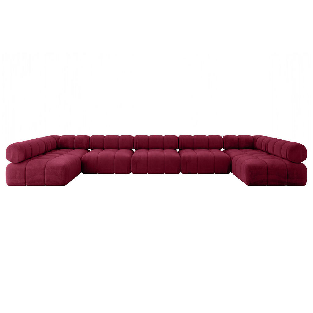 ALTDECOR SEDACÍ SOUPRAVA modulární pohovka Garvo-U3 – 475 × 190 × 70 cm, bordó, velur