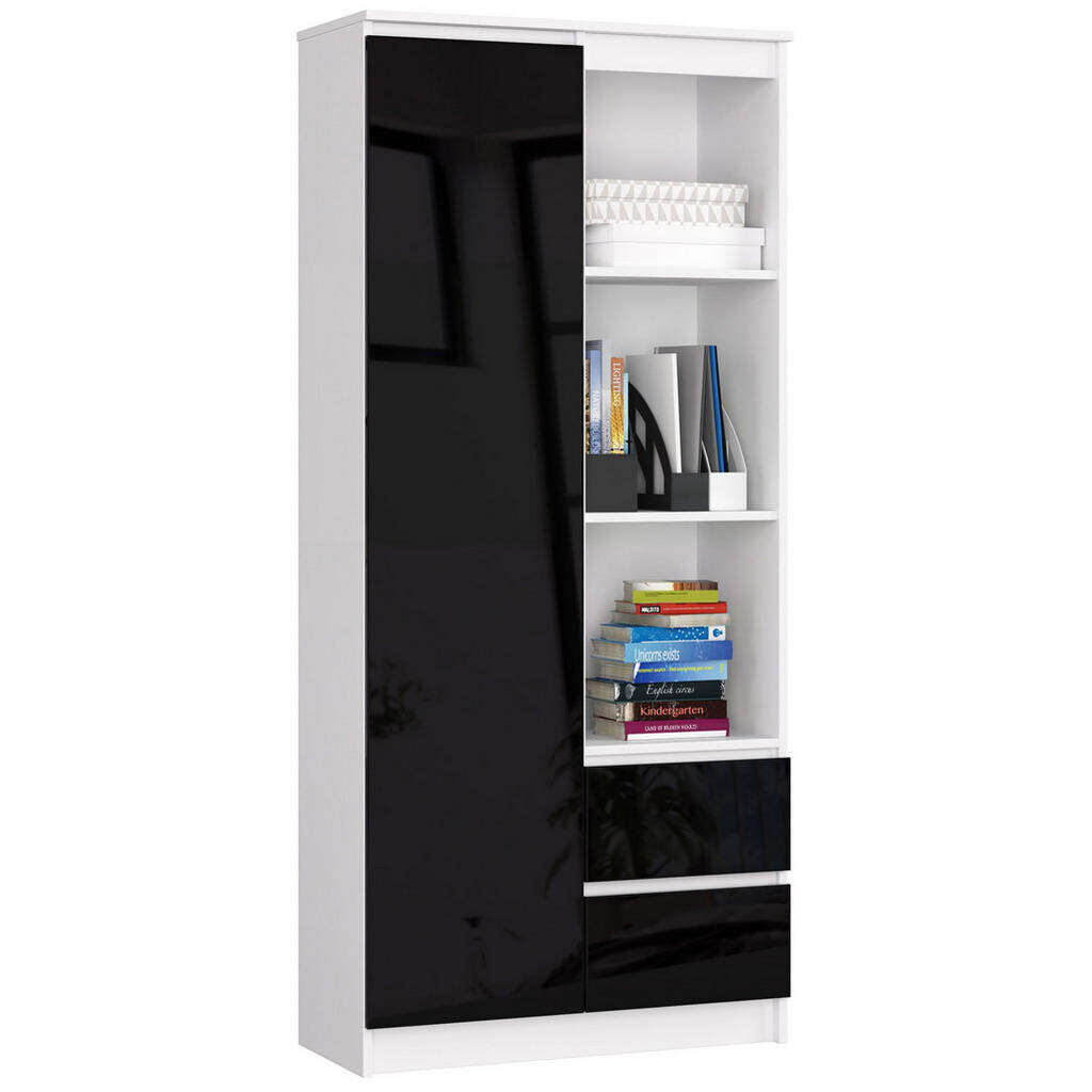RAUMHIRSCH FURNITURE STOJANOVÁ POLIČKA bílá, černá lesklá 180/80/35