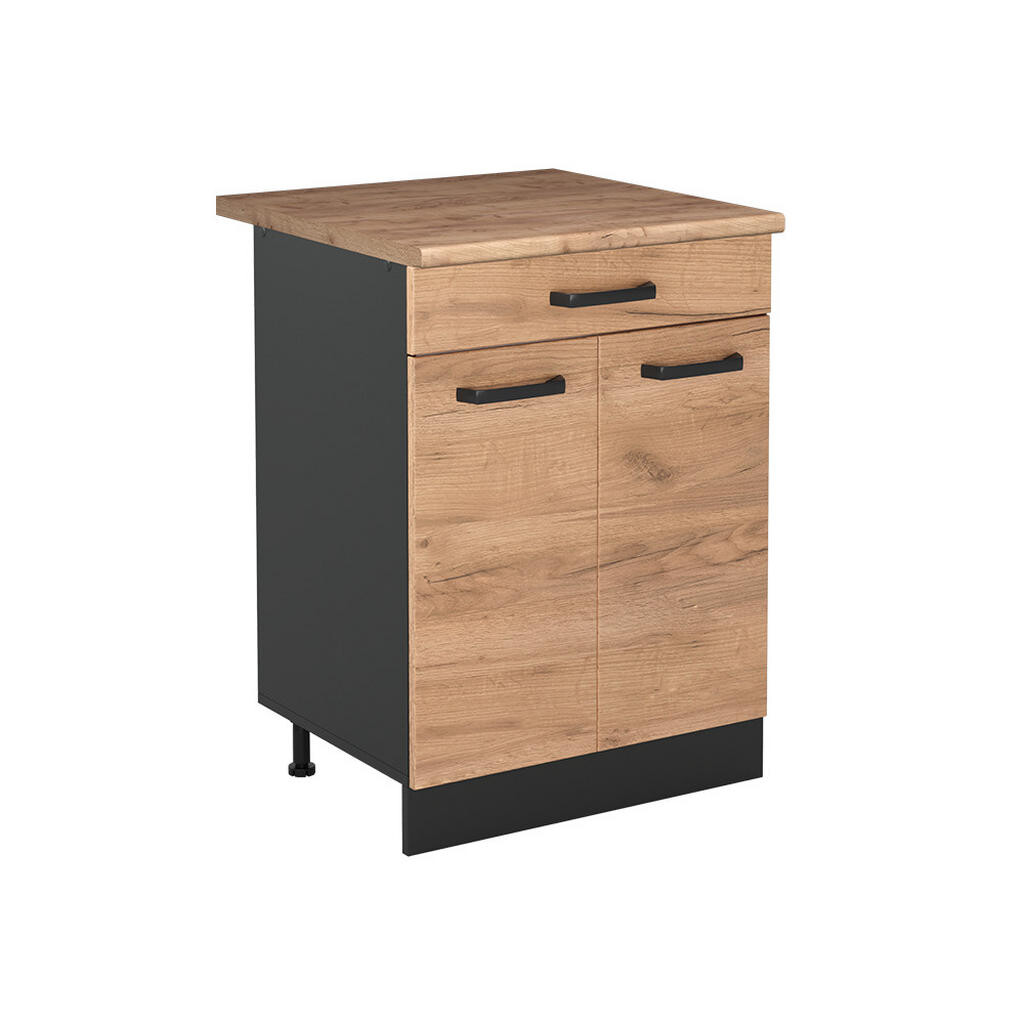 Vicco SPODNÍ SKŘÍŇKA KUCHYŇSKÉ LINKY R-Line, Zlatý mocný dub/Antracit, 60 cm se zásuvkou pracovná doska Dub Goldkraft