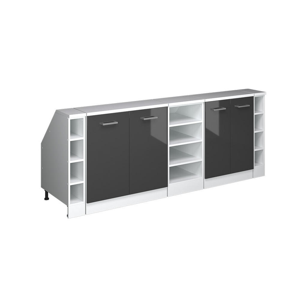 Vicco ŠATNÍ SESTAVA PRO ŠIKMÉ STŘECHY Rion Antracitový vysoký lesk 210 cm Sada 5 korpusů skříně hloubka 60 cm