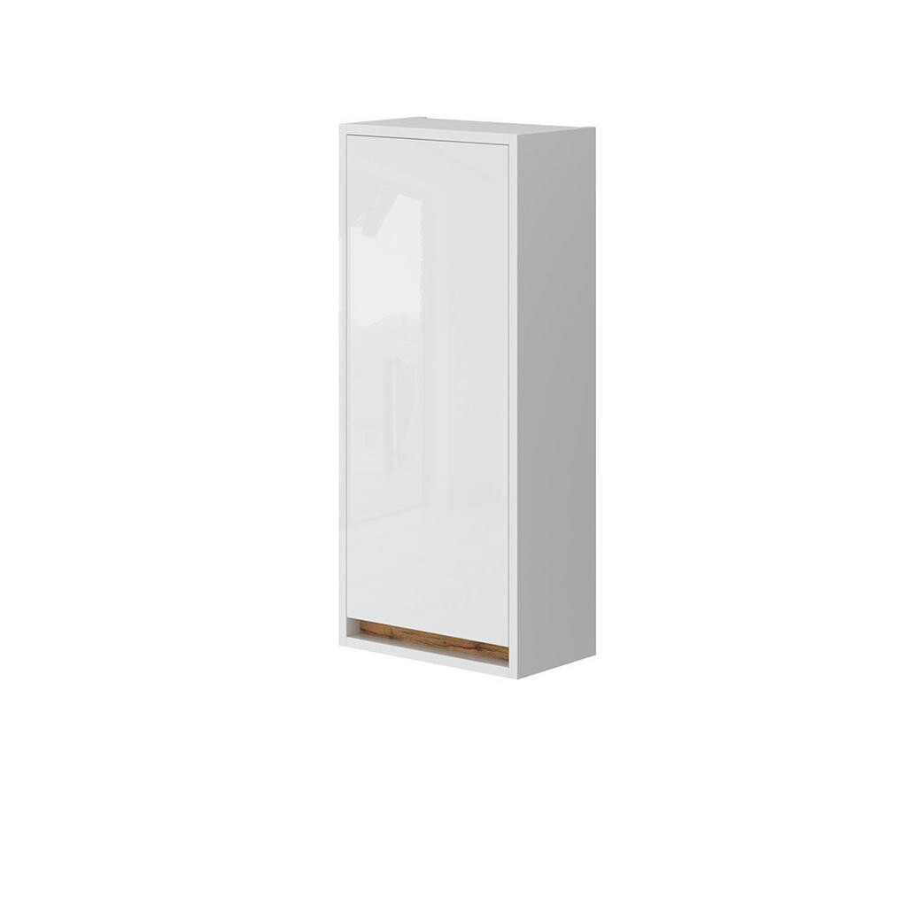 Vicco SKŘÍŇKA DO KOUPELNY Detmold Bílý vysoký lesk/zlatý dub power 81.6 x 35 cm s dveřmi