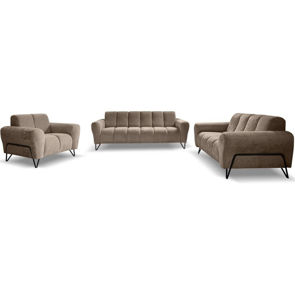 Beautysofa SEDACÍ souprava Volare (pohovky + křeslo), bez funkce spaní, hnědá