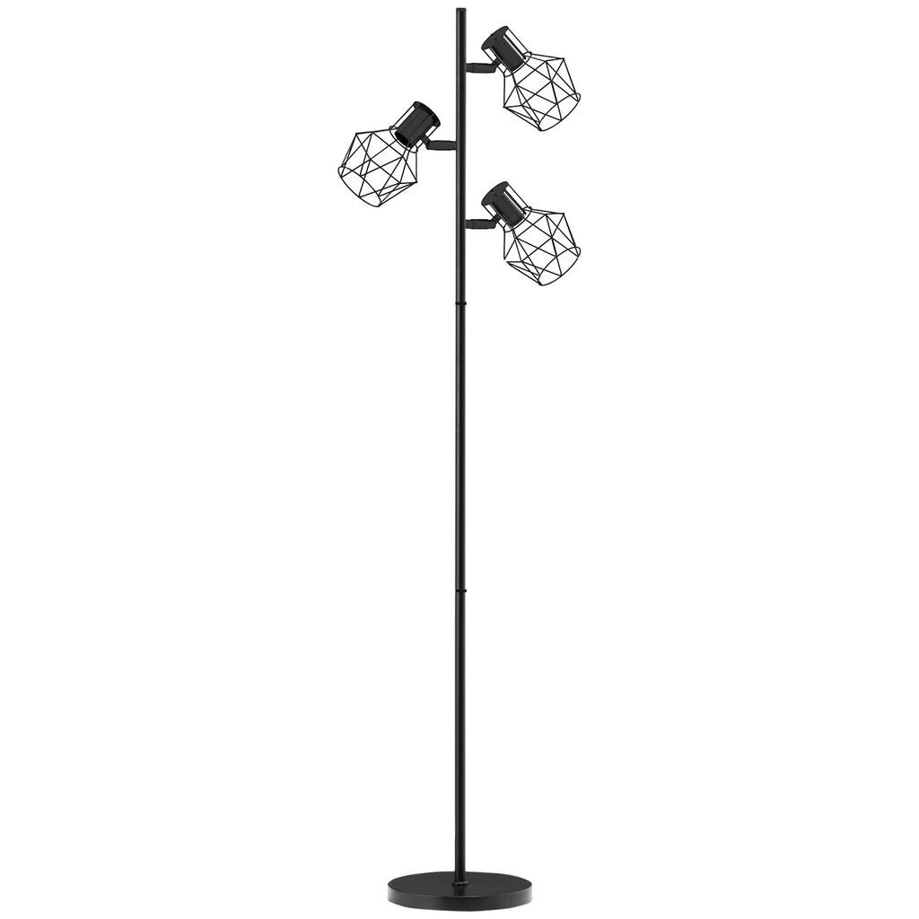 HOMCOM STOJACÍ LAMPY, stojací lampa se 3 paticemi E27, 3 světla do obývacího pokoje, černá