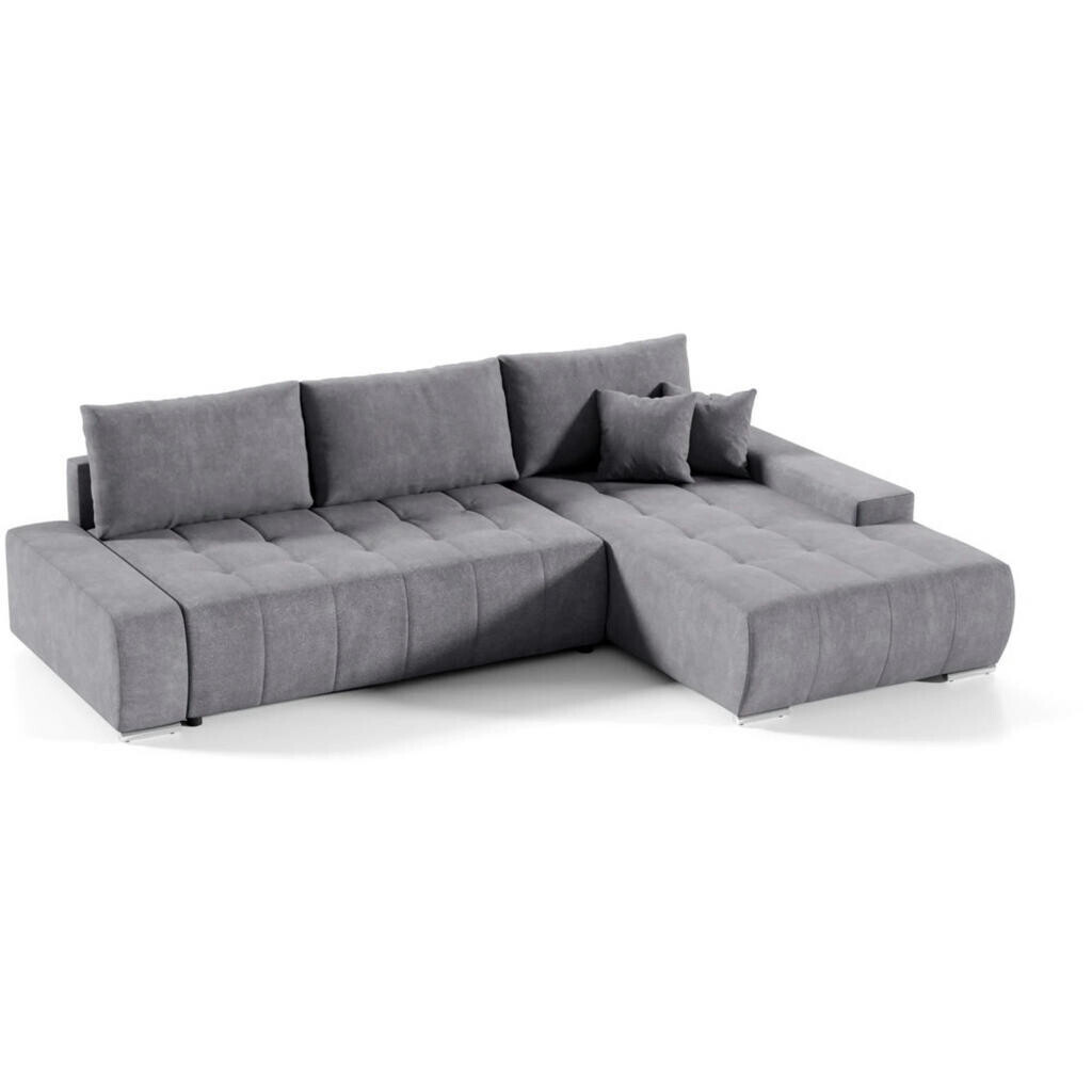 Beautysofa ROHOVÁ rozkládací pohovka Draco L tmavě šedá,pravá, velurová látka