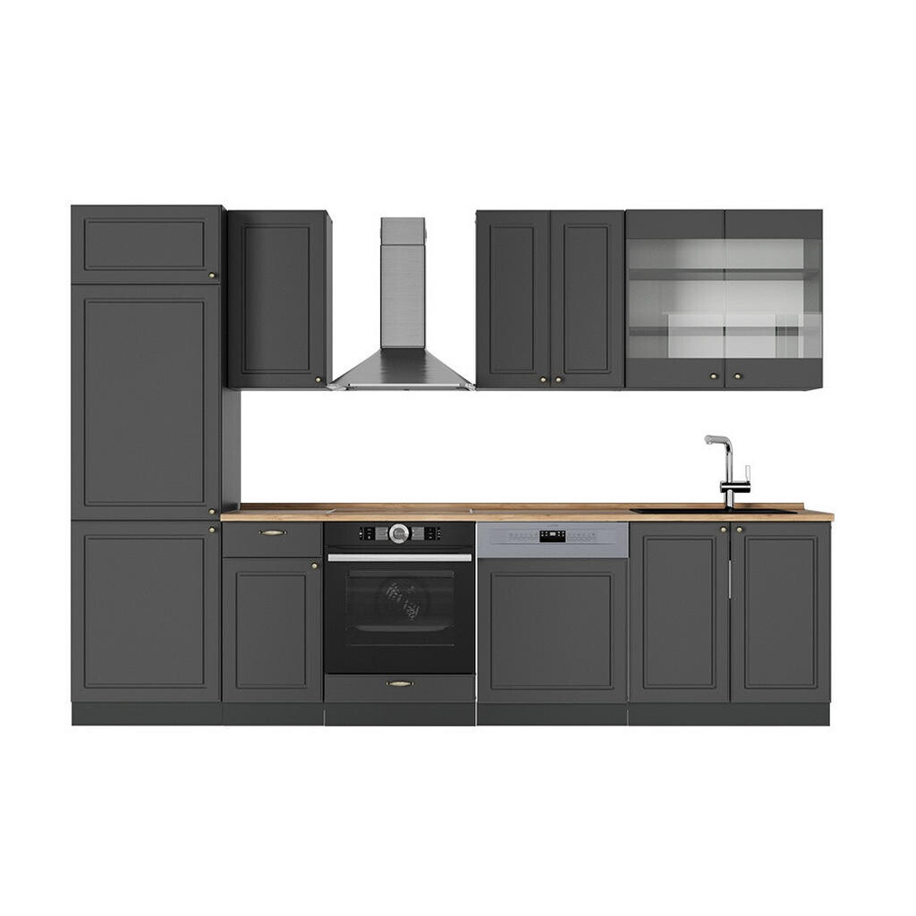 Vicco KUCHYŇSKÝ KOUT Fame-Line Anthrazit-Gold Landhaus 300 cm , PD Dub
