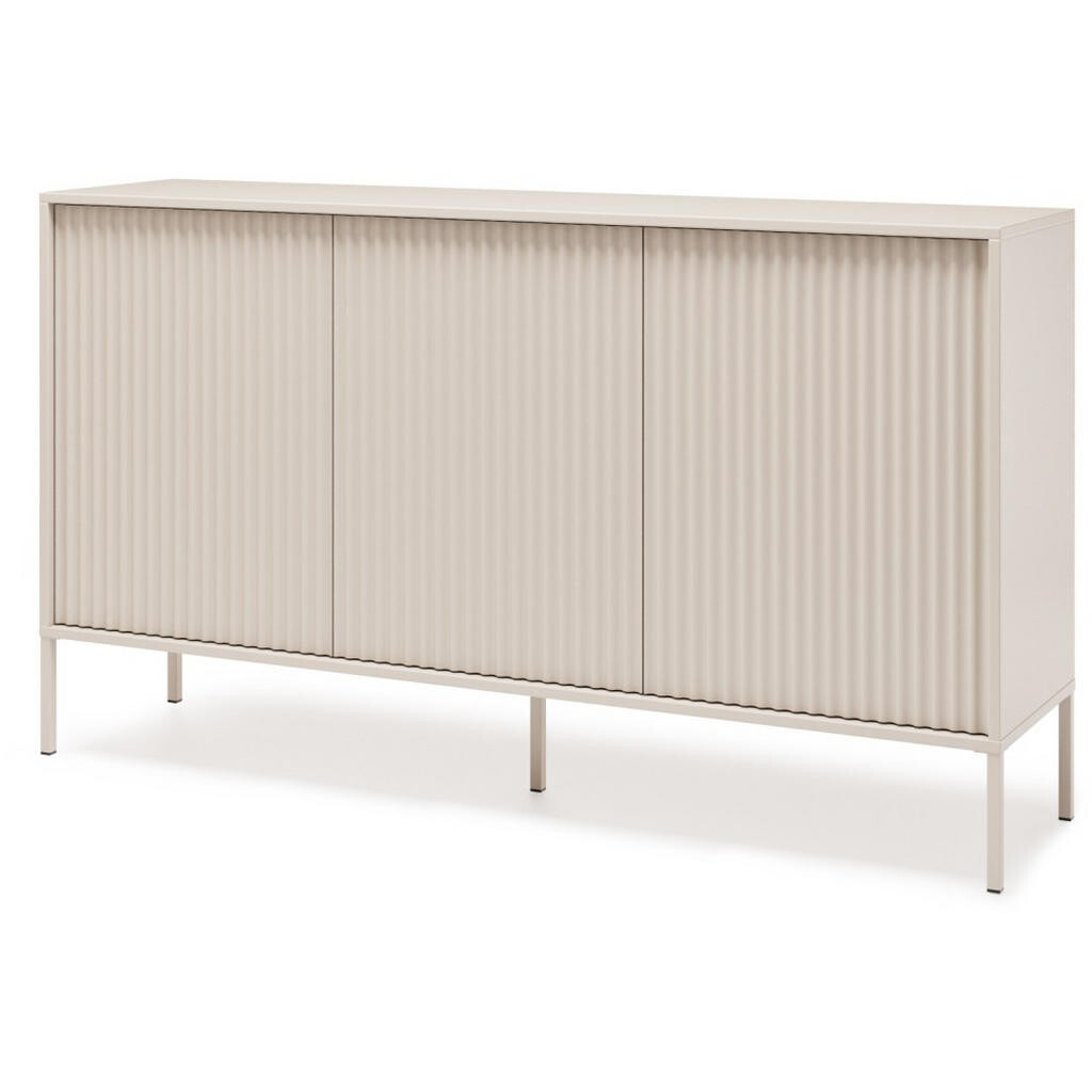 Beautysofa KOMODA Noto se 3 dvířky a drážkovanými čely, 154 cm