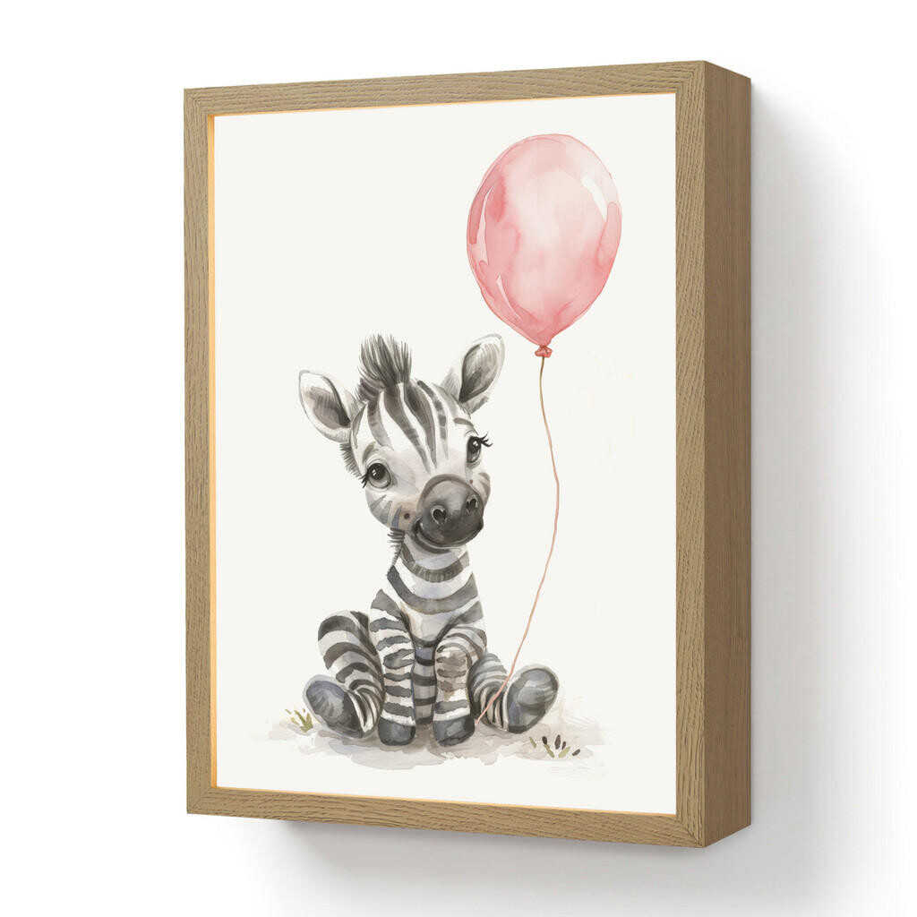 OnlyWow DOBÍJECÍ NOČNÍ LAMPIČKA Zebra - Dítě - Zvířata - Růžový balónek 30x40 cm