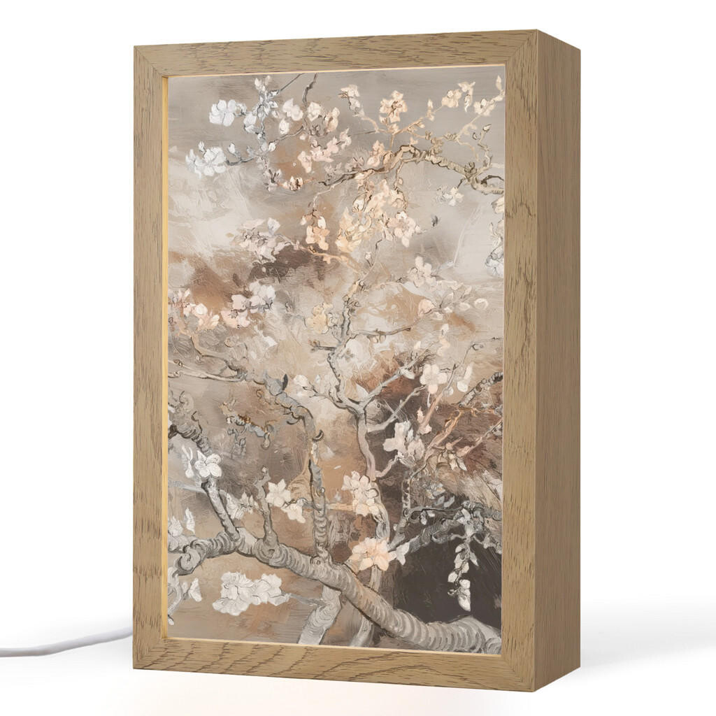 OnlyWow STOLNÍ LAMPA Mandlový květ - Umění - Van Gogh - Béžová - Abstraktní 20x30 cm