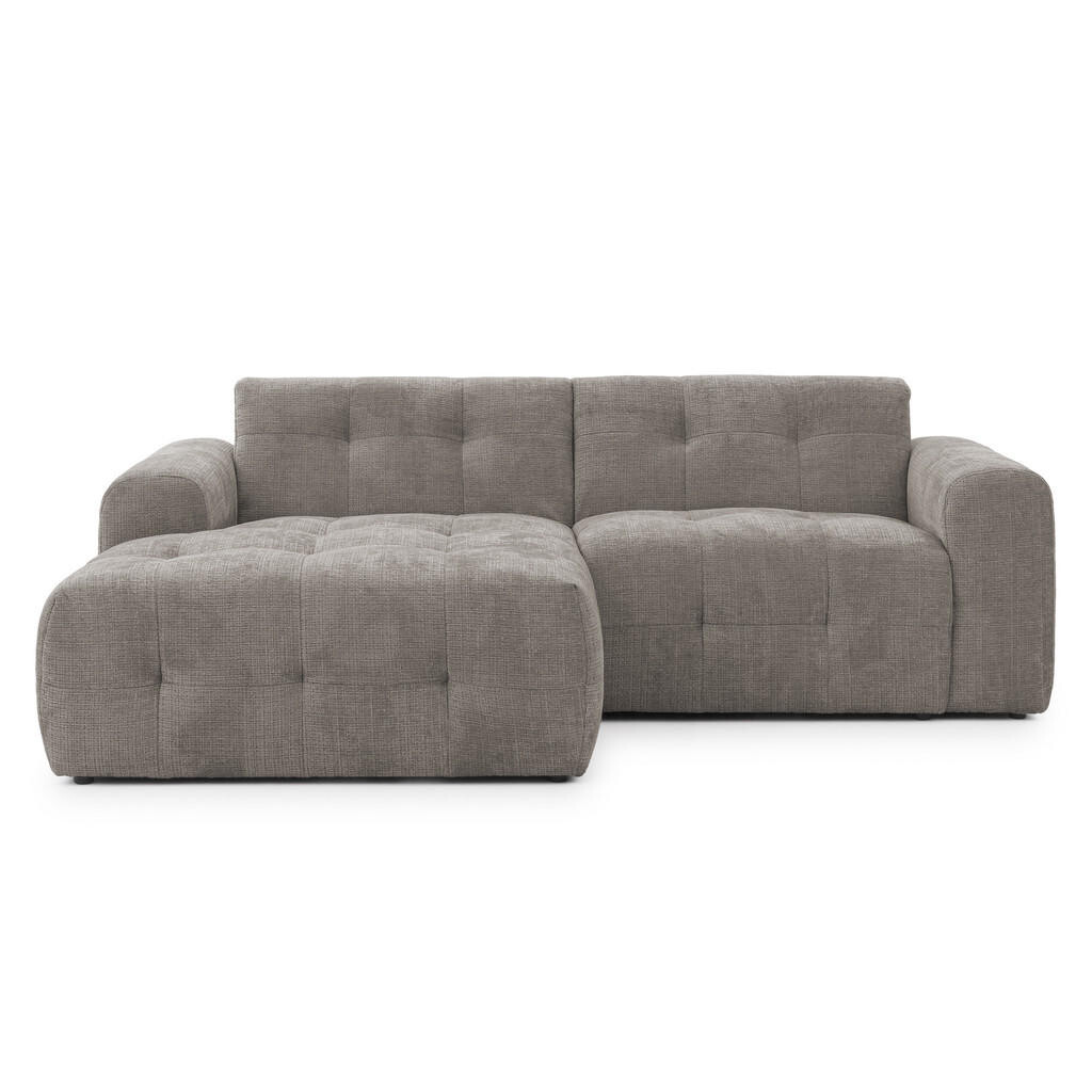 luma-home ROHOVÁ POHOVKA s otomanem vlevo, rafinovaným prošíváním, vlnovým pružinovým jádrem, Š234/H161/V79 cm, potah ze ženilky v hnědé barvě taupe /