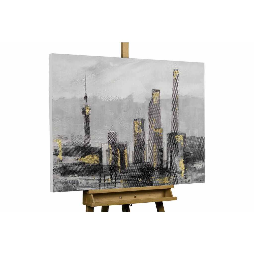 KUNSTLOFT RUČNĚ MALOVANÝ AKRYLOVÝ OBRAZ ČERNÝ/ŠEDÝ, 100/70 CM