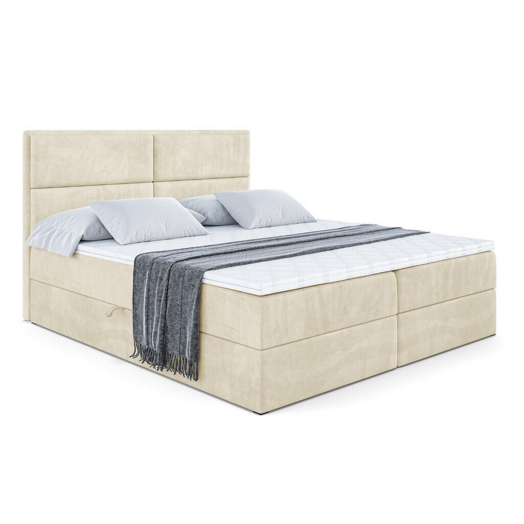 ALTDECOR AMERICKÁ postel s matrací H3 a lamelovým roštem – AURA – 140x200, béžová