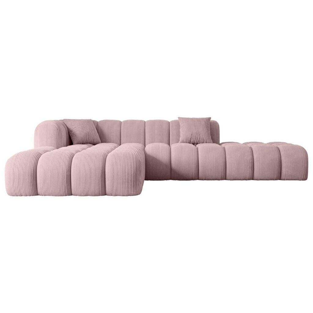 ALTDECOR ROHOVÁ SEDACÍ SOUPRAVA s otomanem vlevo OLEA-L2 – 289 × 176 × 71 cm, růžová