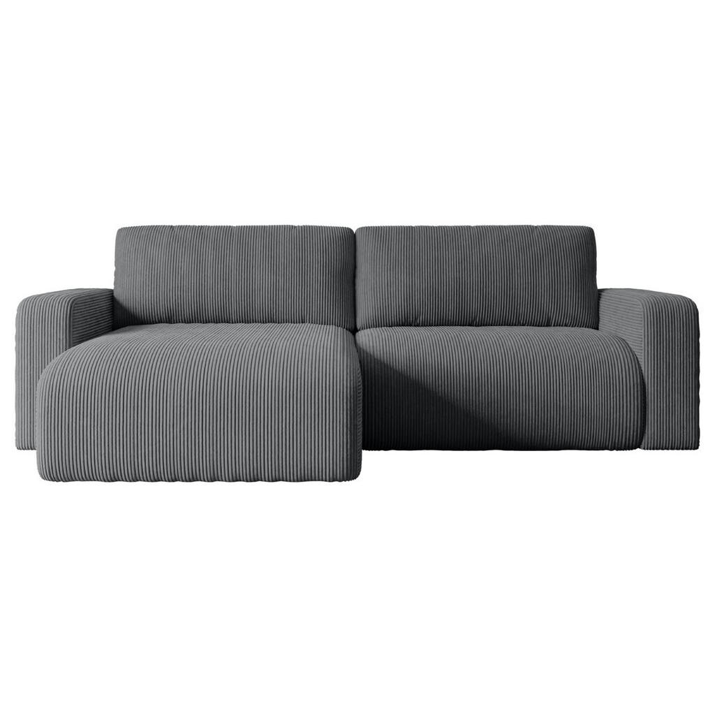 ALTDECOR ROHOVÁ SEDACÍ SOUPRAVA s funkcí lůžka a úložným prostorem KLEEA-L – 247 x 143 x 83 cm, tmavě šedá, manšestr