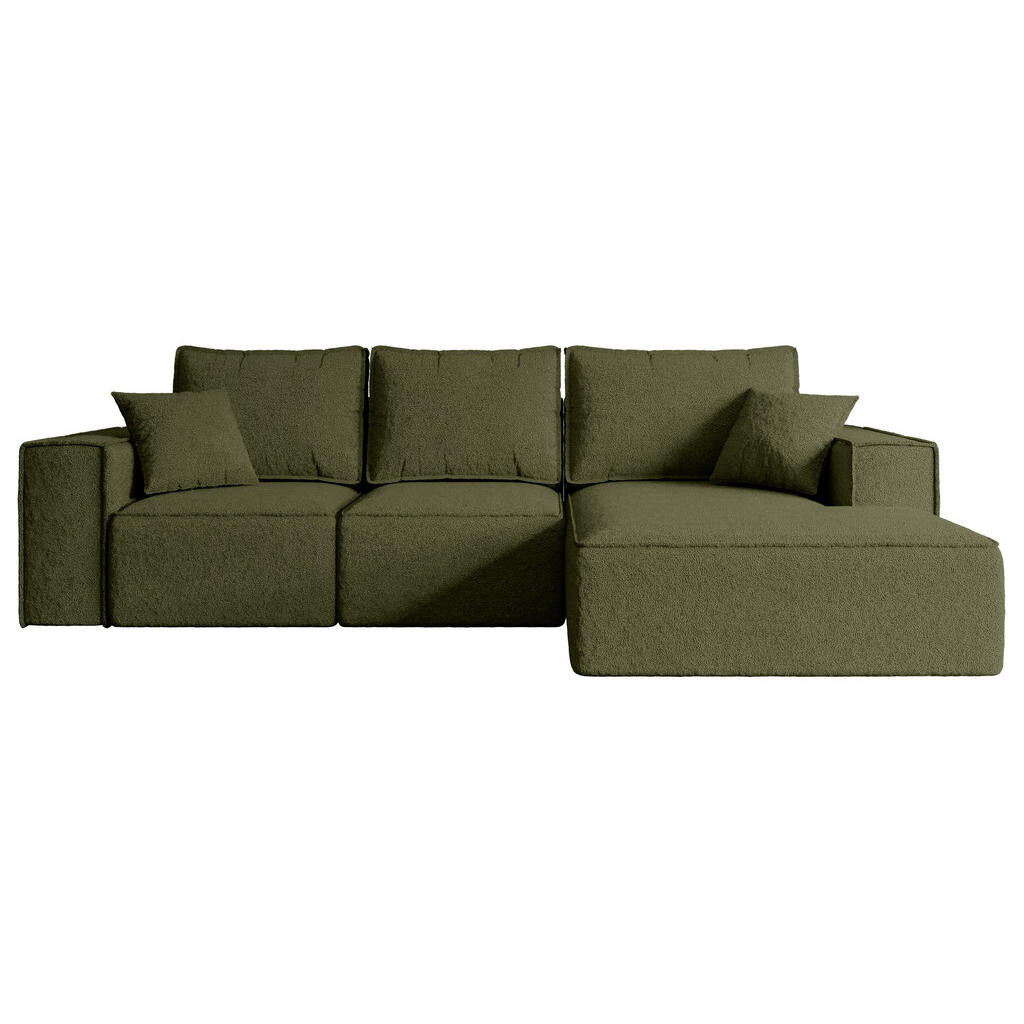ALTDECOR ROHOVÁ SEDACÍ SOUPRAVA s funkcí lůžka a úložným prostorem SERRA-L-S – 266x161x87 cm, zelená buklé