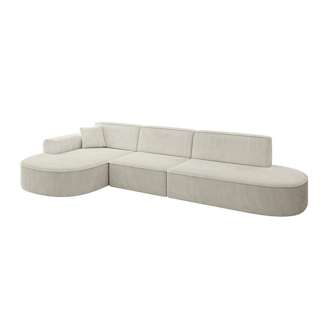 ALTDECOR ROHOVÁ SEDACÍ SOUPRAVA s otomanem vlevo MARI-L2 – 328 × 171 × 79 cm, krémový manšestr
