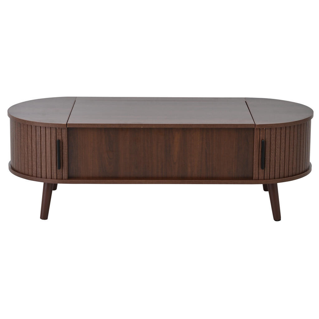 OKWISH KONFERENČNÍ stolek 120/50/39,5 cm ořechový z MDF s nastavitelnou deskou a skrytým úložným prostorem