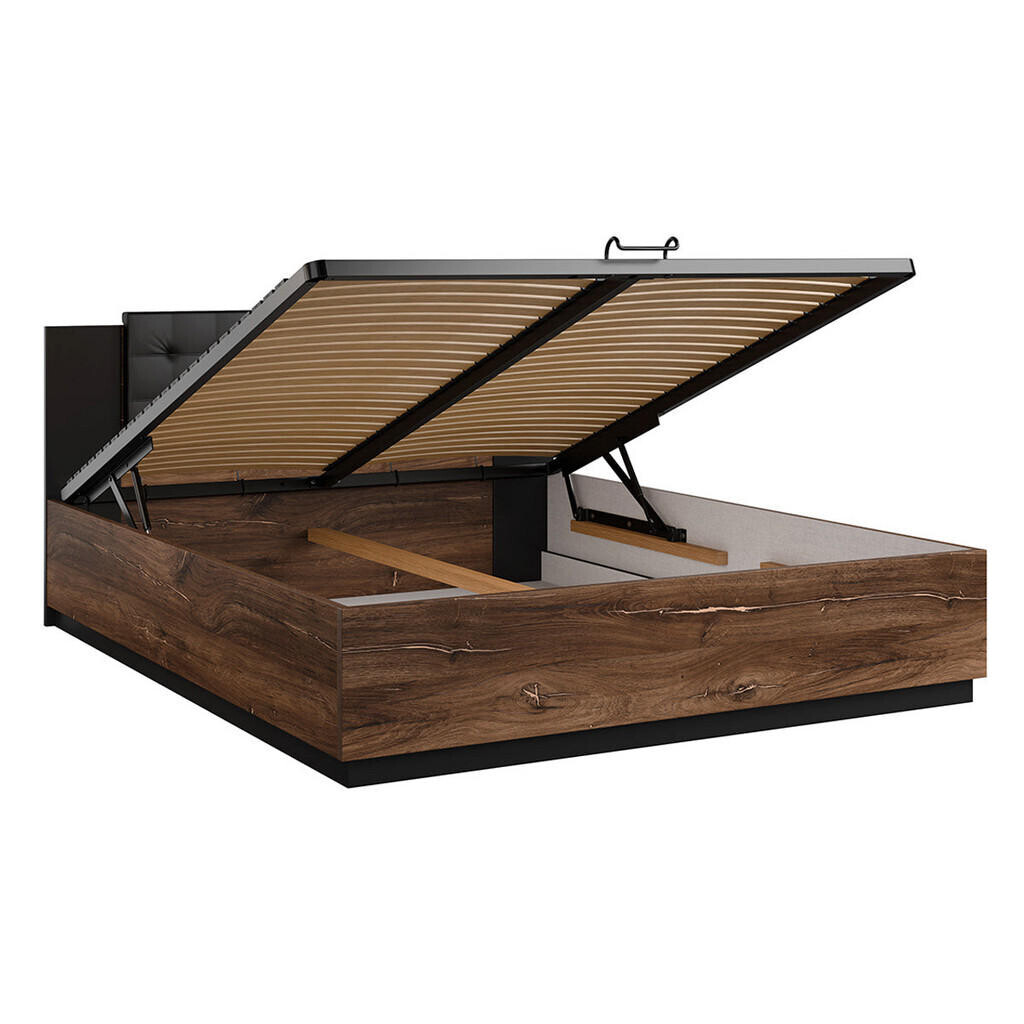 Petits-meubles BOXSPRING POSTEL 160/200 Alec Tmavé dřevo a černá