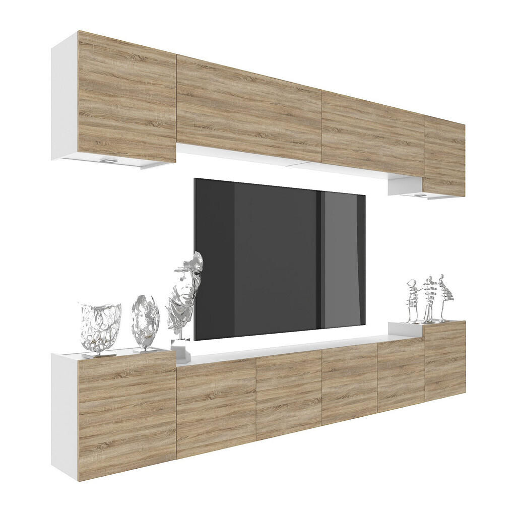 B BELINI GROUP OBÝVACÍ STĚNA Milano 4, Dub Sonoma matný, 300 cm, Bezúchytková