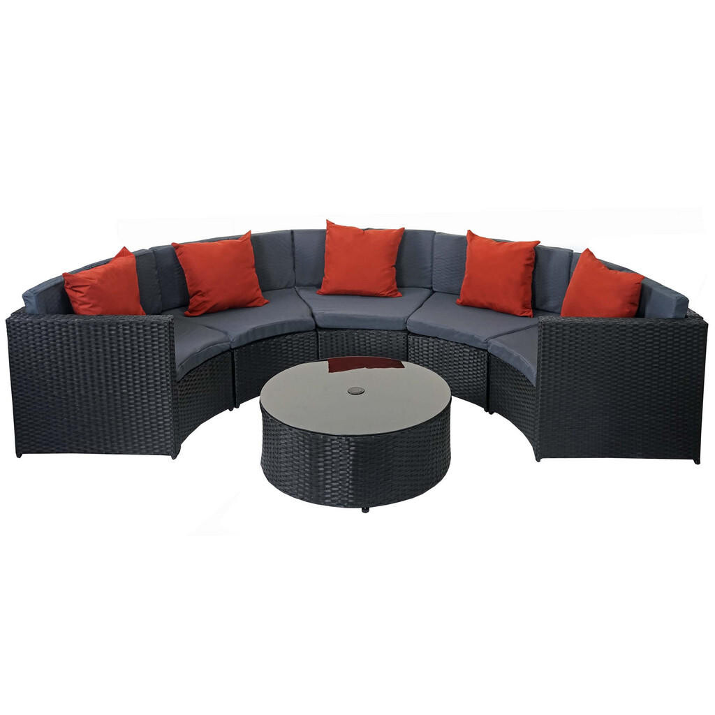 MCW POLY-RATTAN SADA KULATÁ Černá, antracitová, oranžová