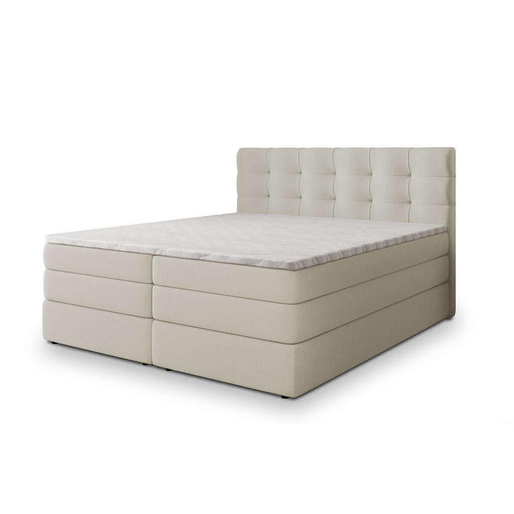 MASSENO POSTEL BOXSPRING AREZI 160x200 cm, s matrací a úložným prostorem, krémová