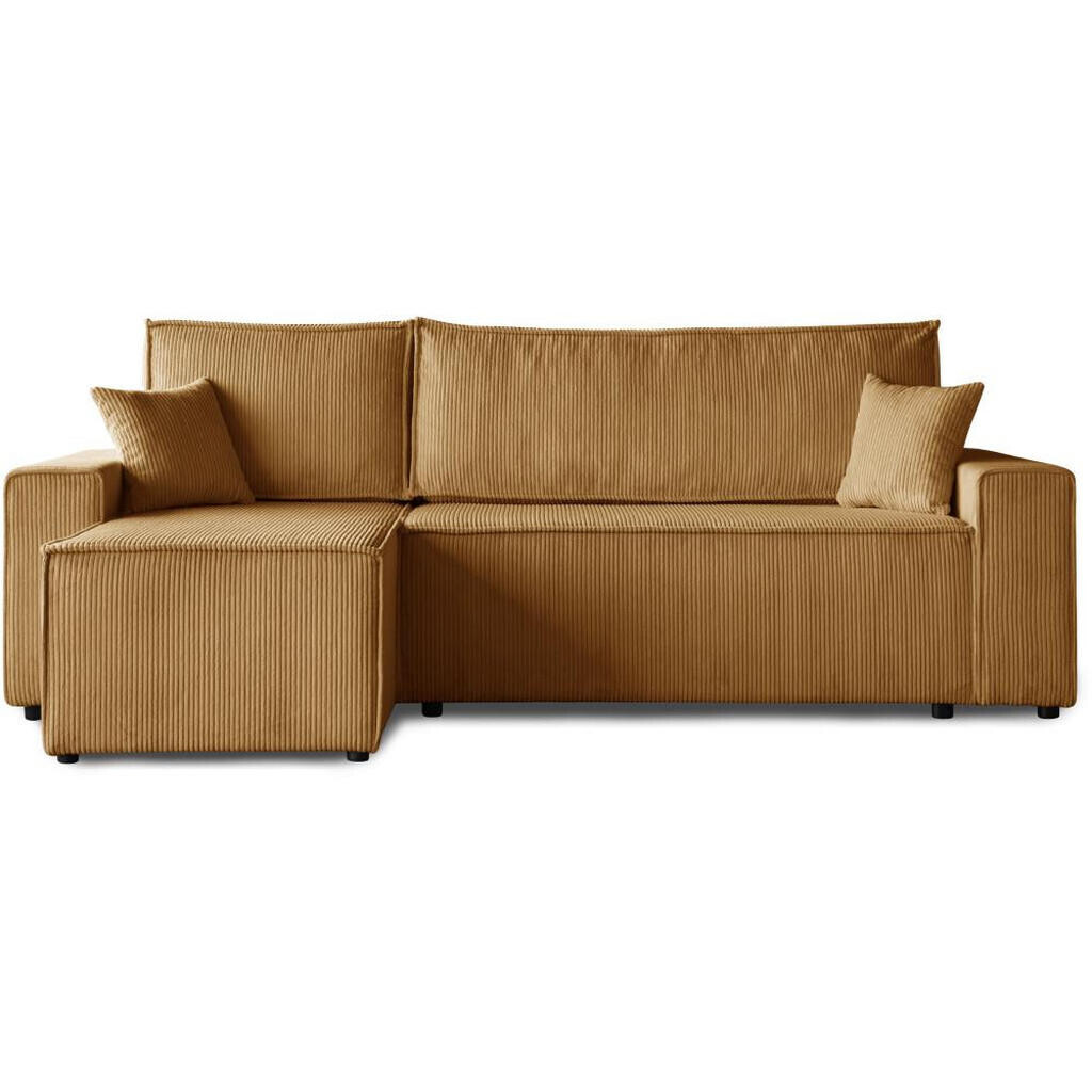 Beautysofa ROHOVÁ ROZKLÁDACÍ POHOVKA Hektor, s funkcí spaní, hořčicová
