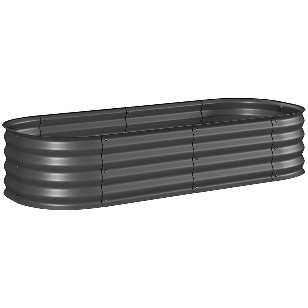 Outsunny VYVÝŠENÝ ZÁHON z kovu, květináč, DIY květináč s otevřeným dnem, tmavě šedý