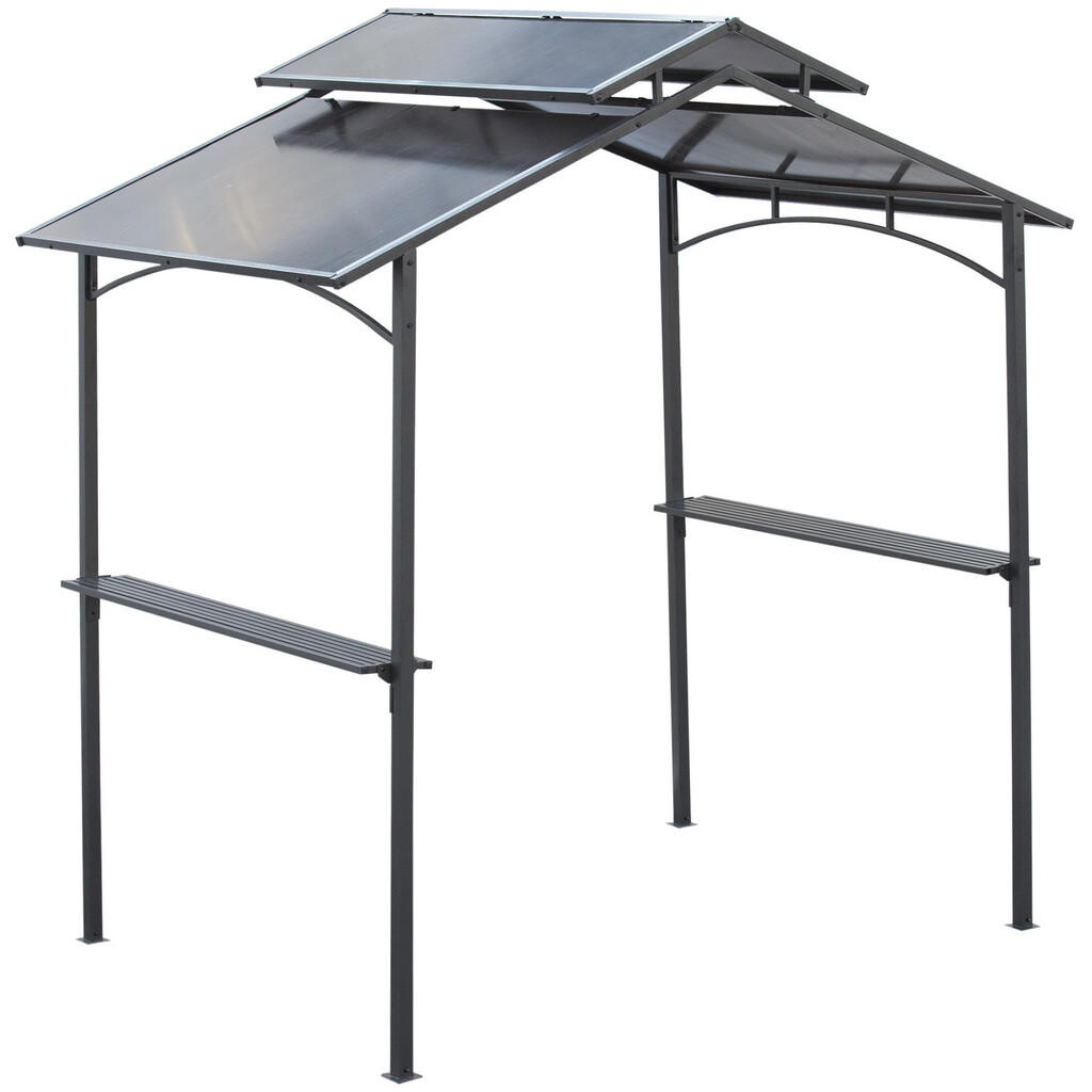 Outsunny GRILOVACÍ PAVILON s protipožární střechou 2,5 x 1,5 m BBQ pavilon se 2 policemi ocel PC