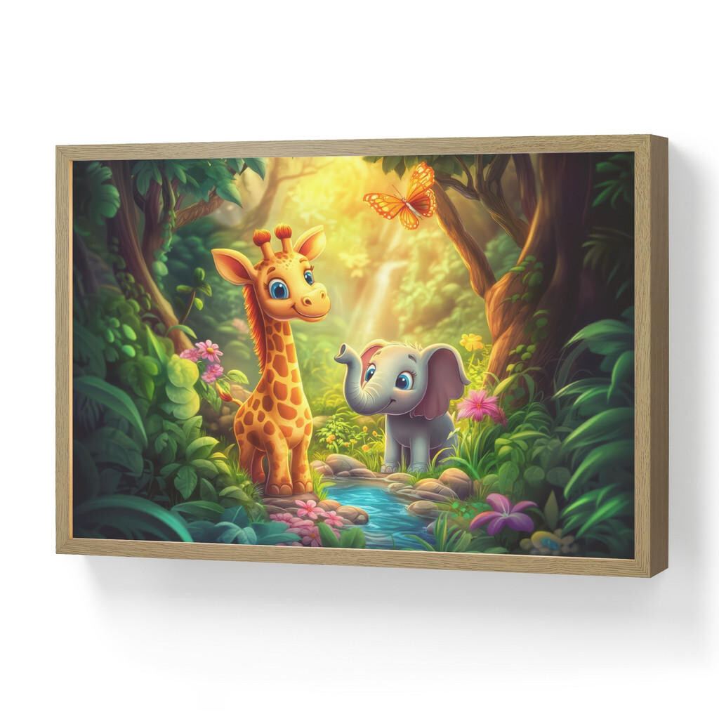 OnlyWow DOBÍJECÍ NOČNÍ LAMPIČKA Žirafa - slon - květiny - džungle 60x40 cm