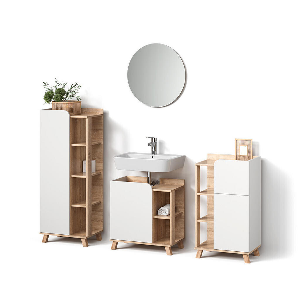 Livinity® KOUPELNOVÝ NÁBYTEK Marano, Sonoma/Bílá, 4dílná