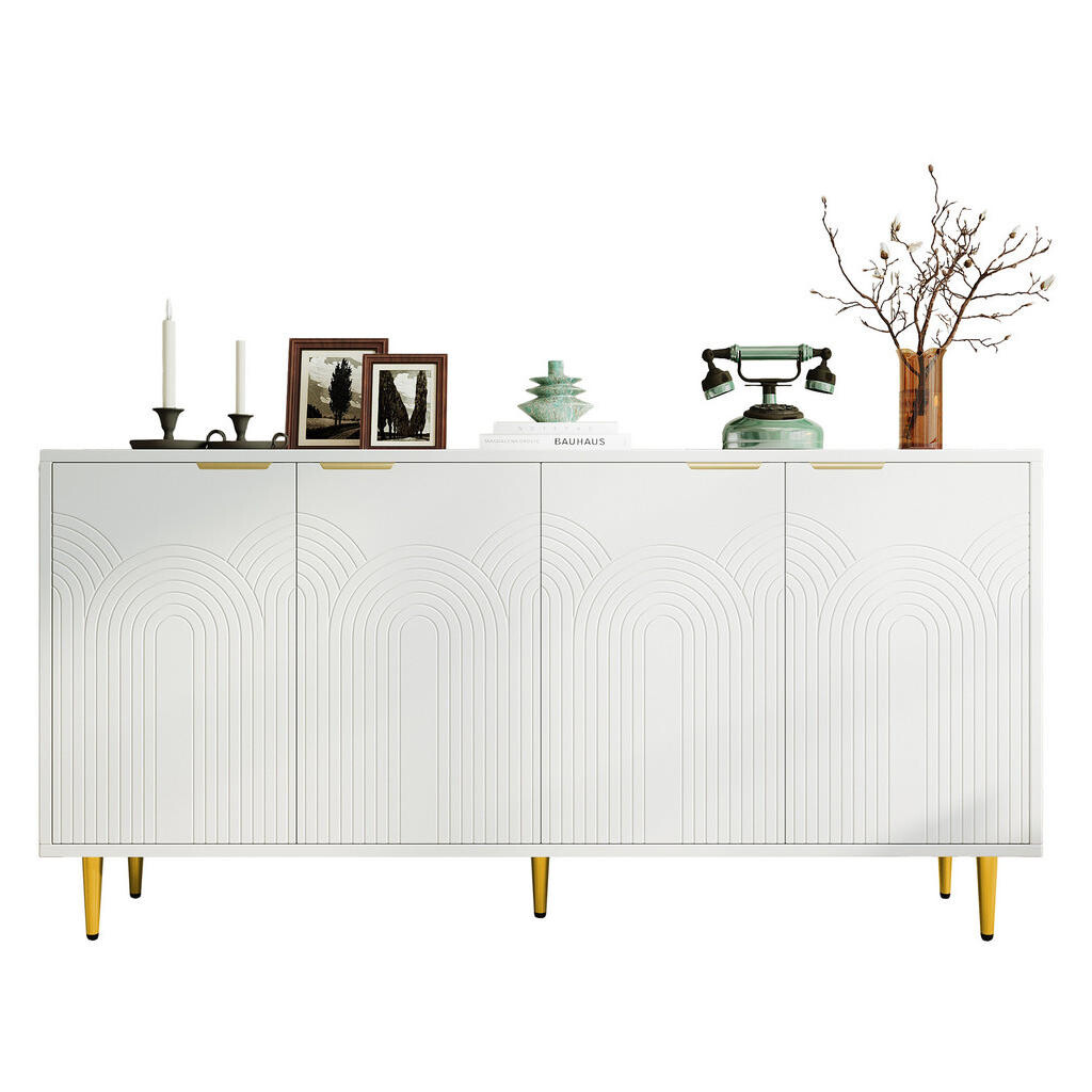 OKWISH KOMODA 160/40/80 cm bílá z dřevotřísky a MDF se 4 dvířky a tichým dovíráním